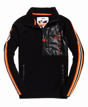 Superdry Mountain Polar Fleece Half Cipzár Férfi Kabát Fekete | PSOQG3947